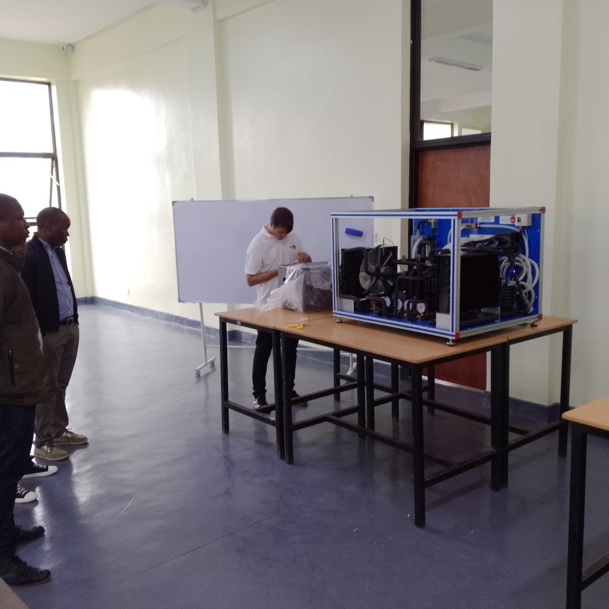 Some equipment of mechatronics department arrived @TumbaCollegeTCT, their assemblying and installation is underway, and the training for end-users (Trainers) will come afterwards. <a href="/RwandaPolytec/">Rwanda Polytechnic</a>,<a href="/AFD_en/">AFD_en 🇫🇷 🇪🇺</a>,<a href="/expertisefrance/">Expertise France</a>,<a href="/RTB_Rwanda/">Rwanda TVET Board</a>