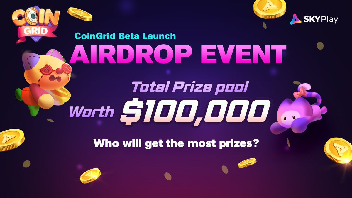 🔥 #CoinGrid Beta Launch 100% #SKP Airdrop Event 🔥

🗓 September 14, 2022 ~ September 30, 2022 (00:00 UTC)

❓How to Participate Participate in 
👉#SKYPLAY Gleam Events 👈 skp.skyplay.io/betalaunch_gle…

✅ Please refer to the notion link below for more details.
skp.skyplay.io/betalaunch_not…