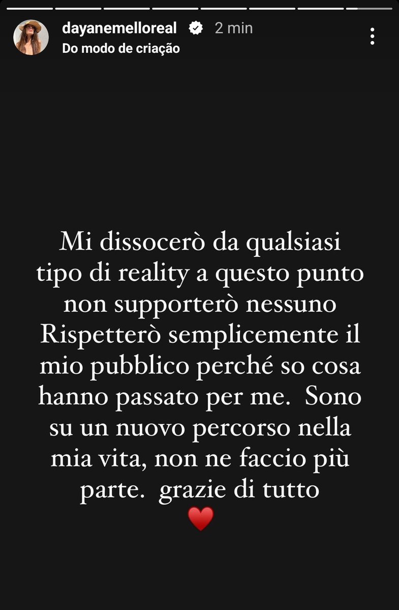 Dayane já deixou claro. Se dissocia de qualquer reality pois está em outra etapa da vida 🥰

Fandom mimado com sucesso #Mellos