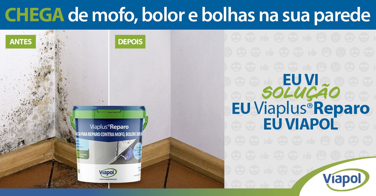 viapol_social's tweet photo. Sua parede está criando bolhas, mofo ou bolor? 😣
#ViaplusReparo é a solução simples e sem quebradeira para o tratamento da umidade que vem do solo, eliminando de vez esses vilões da construção! 💚
Compre já o seu: https://t.co/2znaUqs56C https://t.co/CYUPefU8eJ