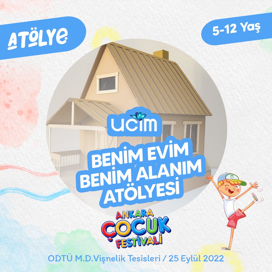 Minikler UCİM karton evlerini süsleyerek kendi alanlarını düzenlemeyi ve sorumluluk almayı öğrenecek. Her anı eğlence dolu "Benim Evim Benim Alanım" atölyesine uğramayı unutmayın!

🗓️25 Eylül / 15.00 - 15.45 
📍ODTÜ M.D. Vişnelik Tesisleri
🎟️Biletler <a href="/biletix/">Biletix</a> ve <a href="/biletinial/">Biletinial</a>’da