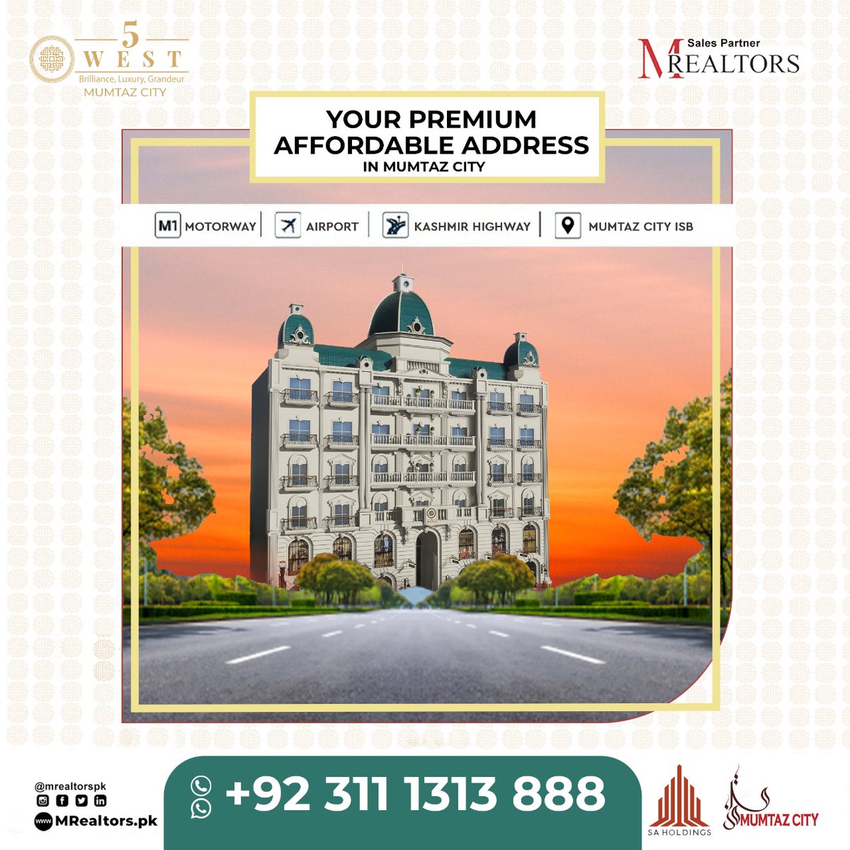 mrealtorspk's tweet photo. #5West #MumtazCity is the premier address for affordable living and business in #Islamabad. Its proximity to the M1 & M2 interchange, New Islamabad International Airport, and CPEC route make it the perfect choice for your next investment. Contact us today!
Dial: +92 311 1313 888 https://t.co/K9IluEQ4cF