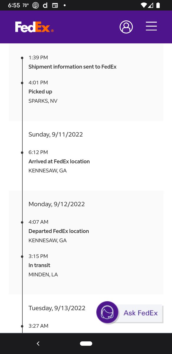 jimmyhacksstuff's tweet image. FedEx is always an interesting beast, and never in a good way. @sendcutsend shipped from NV on 9/8. Somehow the package gets routed to GA, then finds it's way back and is now stuck somewhere in Cypress TX... Oddball algorithm you have there.