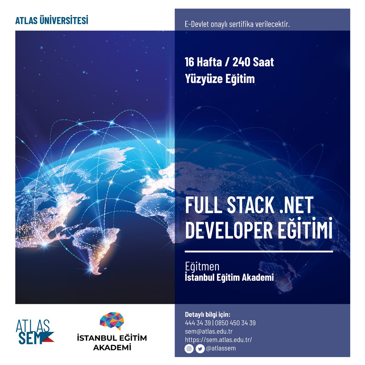 Microsoft’un yazılım geliştirme alanındaki son teknoloji olan ASP.Net Core ile MVC alt yapısında uygulamalar geliştirebileceğiniz 'Full Stack .Net Developer Eğitimi'nin kayıtları başladı.

Detaylı bilgi için:
sem.atlas.edu.tr/tr/full-stack-…

#AtlasÜniversitesi