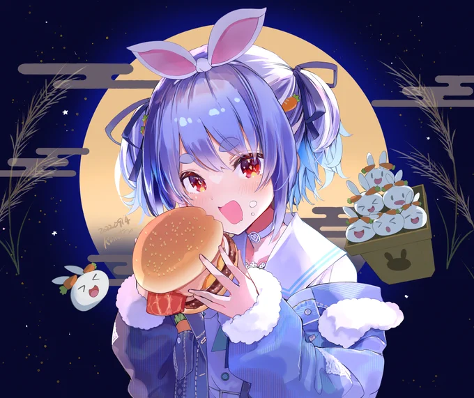 当日までに間に合わなかったけど去年月見食べ比べ見てから今年もめちゃくちゃ楽しみにしてたー見れて嬉しいー!差分横長はリプに繋げます‥!#ぺこらーと 