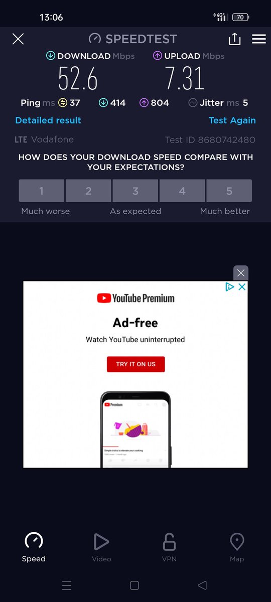 VF beating o2 in their own zone. 1/20 for VF vs 1/3/20/40 o2 which was giving 25mbps down. Glad VF is my main SIM now.