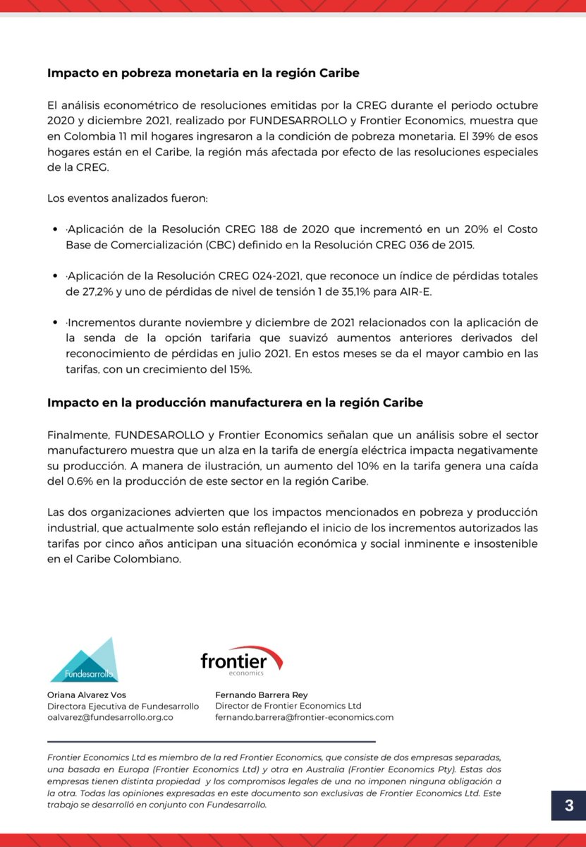 jormon26's tweet photo. Estudio de @Fundesarrollo1 y de #FrontierEconomics revela que cobro pérdidas energía que pagan los usuarios de la Costa aumenta la pobreza, sobre todo en la Región Caribe, además de generar un gran alza en las tarifas. @OrianaAlvarez_ @IreneVelezT https://t.co/H7vfX5DO3Y