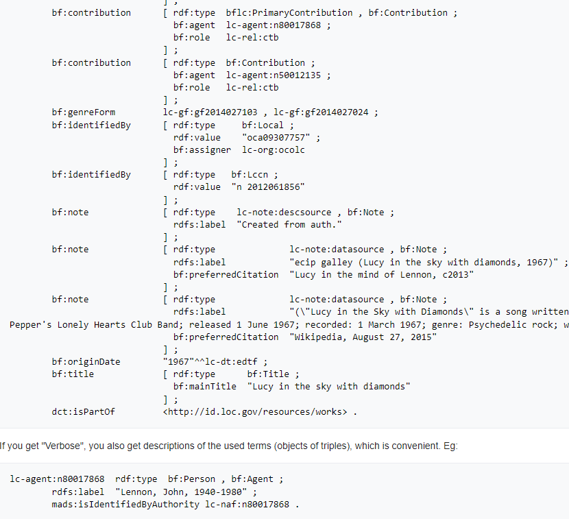 valexiev1's tweet photo. @wikidata may soon get Works and other #FRBR data from @librarycongress #bibframe Hub https://t.co/b04FQLyqJc. See some #RDF turtle illustrated https://t.co/Q3Al1rylG0
