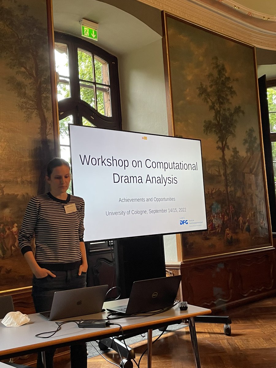 @_melandresen opening the Workshop on Computational Drama Analysis at the (quiet impressive) Burg Wahn. We will present a #DraCor paper on Small Worlds (feat. <a href="/985ea2/">Eugenia Ustinova</a>, <a href="/ingoboerner/">Ingo Börner</a>, <a href="/umblaetterer/">Seamus Justin</a> et al.) <a href="/DH_Potsdam/">DH_Potsdam @dh_potsdam@hcommons.social</a> <a href="/CLSinfra/">CLS INFRA | @CLSinfra@fedihum | @clsinfra.bsky</a>)

quadrama.github.io/blog/2022/03/1…