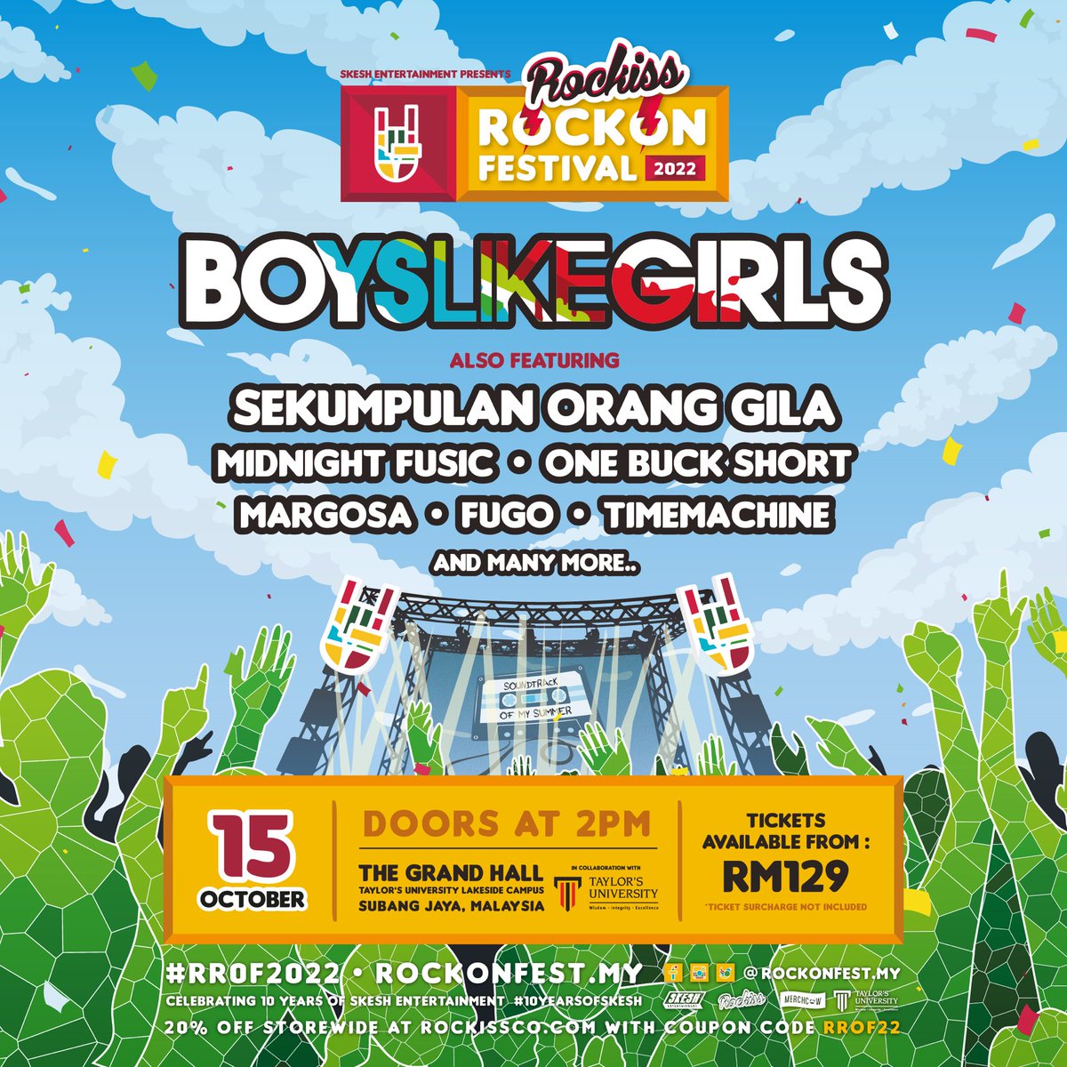 📣Lineup Announcement📣 

featuring <a href="/boyslikegirls/">Doyourbest</a>, joined by @wearesog, <a href="/midnightfusic/">Midnight Fusic</a>, <a href="/onebuckshort/">One Buck Short</a>, @margosamusic, <a href="/fugomy/">FUGŌ</a>, <a href="/timemachinewho/">timemachine</a> + more bands to be announced! 

Tickets will go on sale on Saturday, September 17th at 10AM at rockonfest.my 🤘🏽
#RROF2022