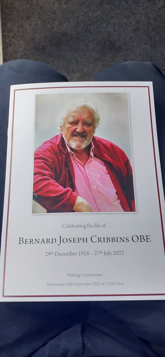 What a suitably special send off. Right Said Fred was playing as we entered the chapel and Hole in the Ground (what else?) was playing as we left. Beautiful tributes from David Tenant and Catherine Tate as well as Bernard's dear friend Molly Hawkyard. Even the sun shone x