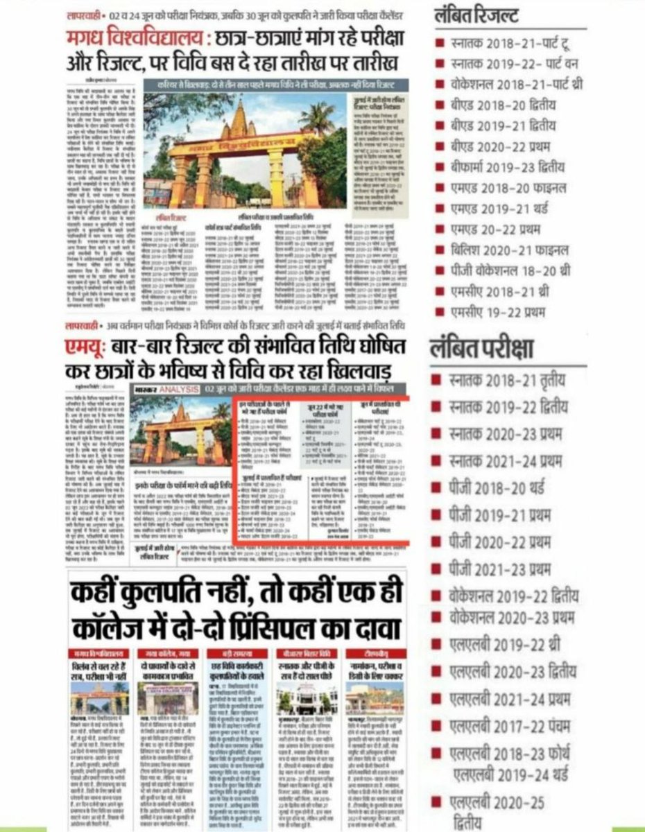 VikashK54143614's tweet photo. #Justice_For_MagadhUniversity SESSION LATE ,No Result ,No EXAM @Nitishkumar                        @profshekhar                @BiharEducation_            @yadavtejashwi                                          PIZ Students ke career ke sath kilwaad na kare. https://t.co/7PJY0Jord4