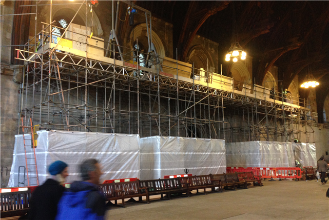 christiancalgie's tweet photo. Fascinating fact from former Black Rod on BBC: every time Westminster Hall has been under renovation, all the contracts have included clauses specifying that in the event of the Queen's death, all the scaffolding had to be removed from inside the hall within SIX hours https://t.co/f31YtWV7m0