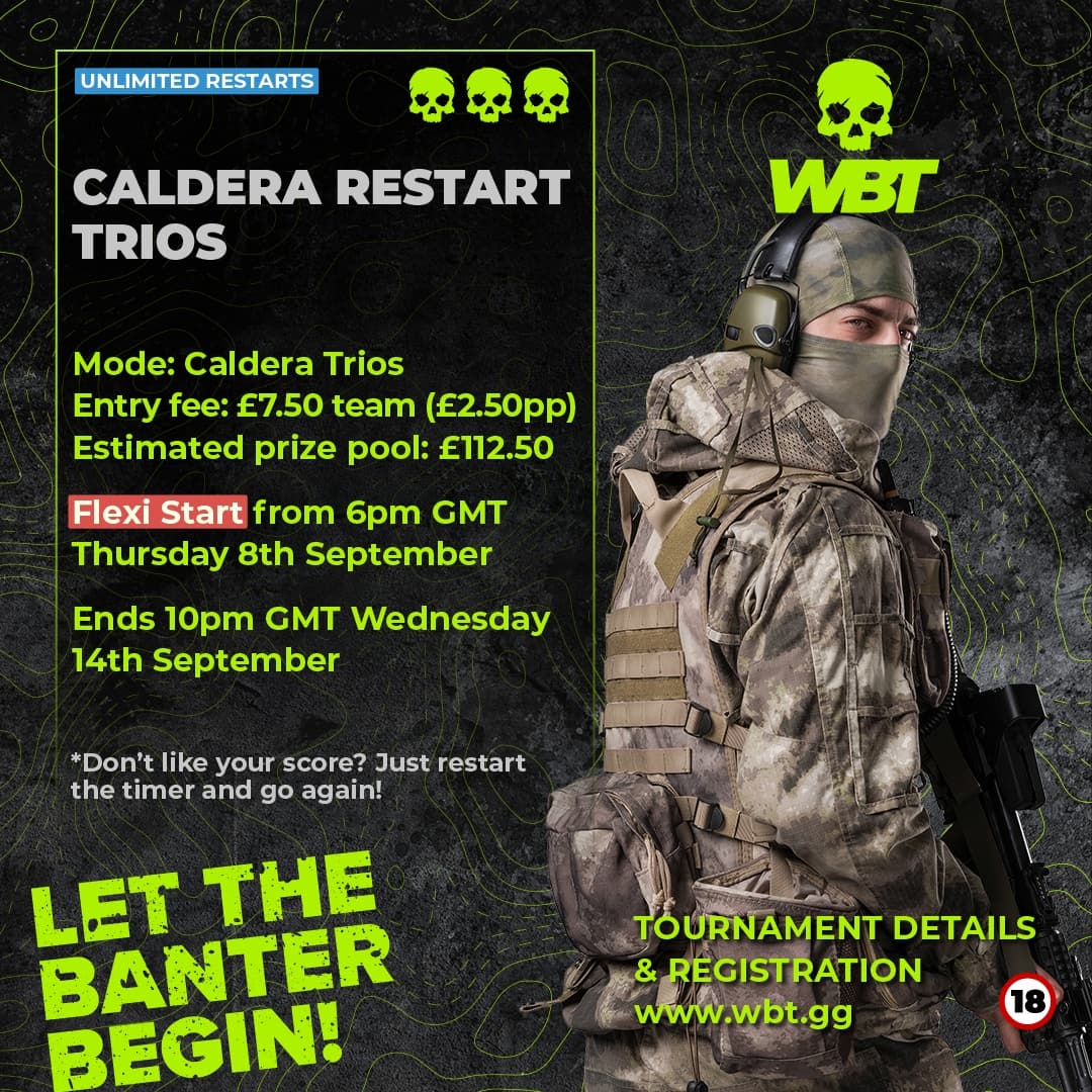 Just under 6 hours left to try knock off current leaders
Div 1 - <a href="/BeanBolt/">BeanBolt</a> 
Div 2 - <a href="/CWZorg/">| CWZ |</a> <a href="/alynr7/">Alyn1011</a> <a href="/AlphaDog33_/">Alpha-Dog</a> &amp; <a href="/DeckKeetz/">Deck Keetz</a> 
Div 3 - <a href="/_UT_eSports/">| UT | United Together</a> <a href="/Never_Twiisted/">Never_Twisted</a> 

 #CallofDuty #warzone #caldera