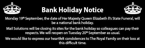 IntrinsicPaper's tweet photo. As a sister company of Mail Solutions Group our offices will also be closed on Monday 19th September as we pay our respects to Her Majesty Queen Elizabeth II.

#RIP #QueenElizabethII #ElizabethII #HerMajesty https://t.co/s6khphu5ZY