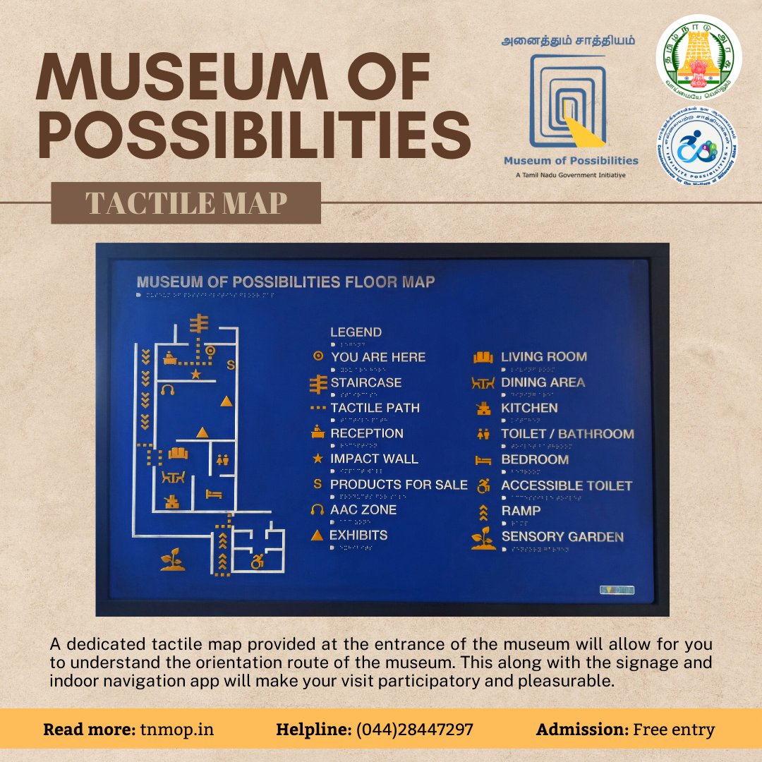 Tn_Diff_abled's tweet photo. One of the first features the #museum of possibilities hosts is a #tactilemap, to make the space accessible for everyone.
#DifferentlyAbled #TamilNadu #A11y
@CMOTamilnadu @socialpwds @TNeGA_Official @MSJEGOI @MSJE_AIC @MyGovTamilNadu https://t.co/12xS0yZvhA