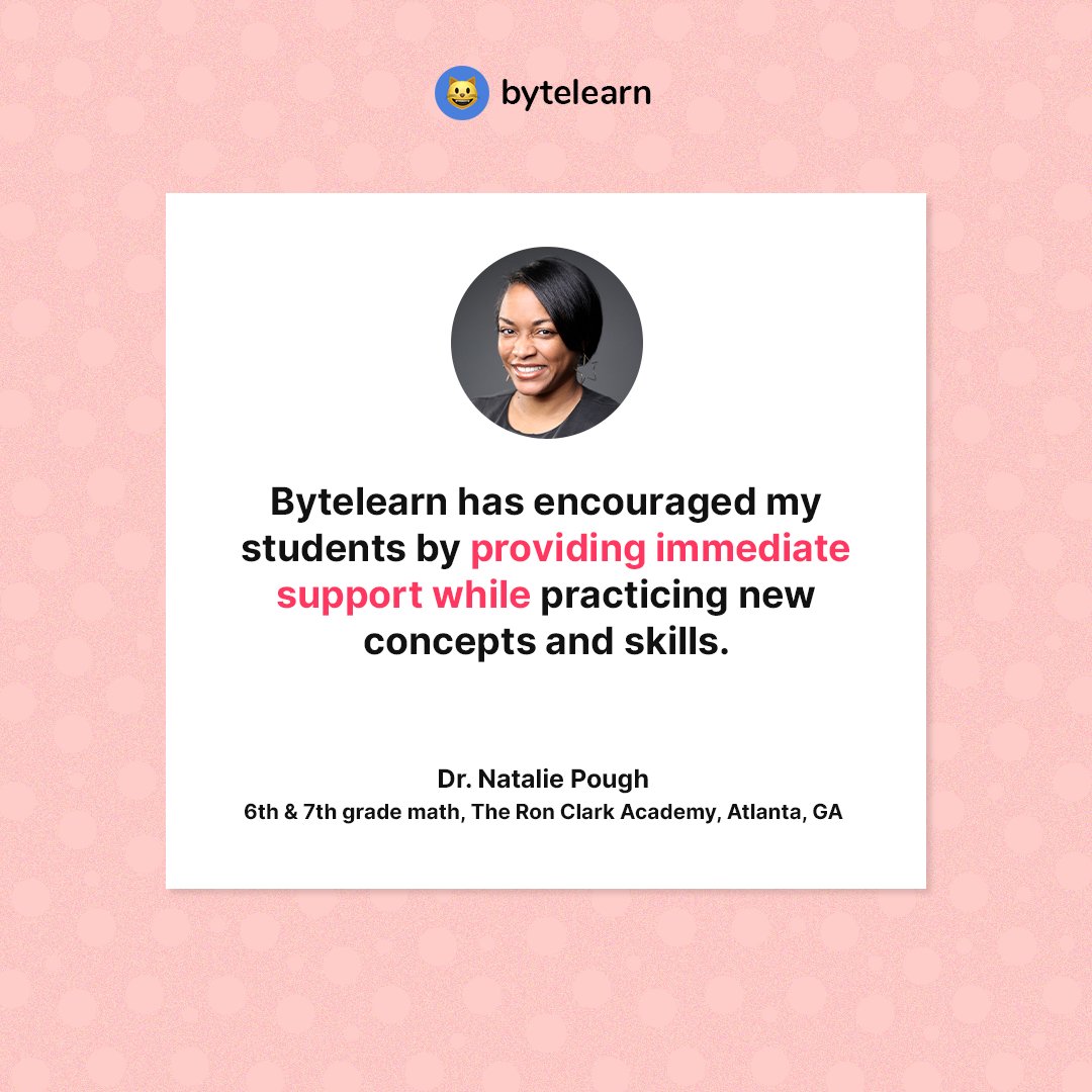 We are overwhelmed by the #love and #support expressed by middle school math #teachers😻

Have you started using ByteLearn in your #classroom yet? 

Sign up for Free: bytelearn.com

#bytelearn #middleschoolteachers
#WednesdayMotivation  #wednesdaythought  #math
