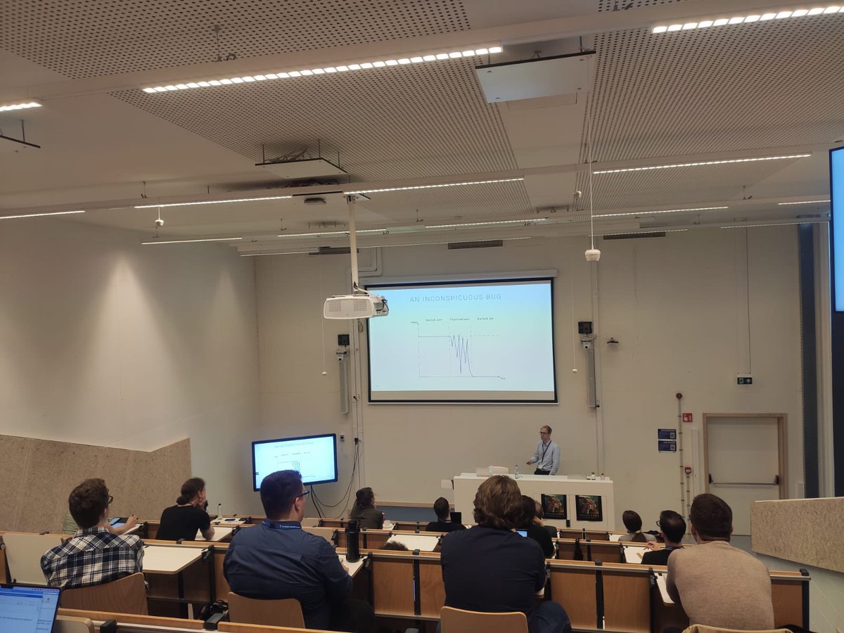 elisagboix's tweet photo. Action shoots of Tom Lauwaerts presenting joint work on event-based out-of-place debugging @MPLR_Conf @VUBrussel @ugent https://t.co/qjoekG0Z7O