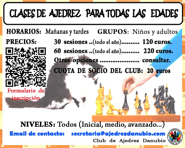 ♟♟♟ ¡APÚNTATE A CLASES DE AJEDREZ! 🧠 🧠 🧠 EJERCITA TU MENTE Y DESCUBRE UN DEPORTE PARA TODA LA VIDA.   Desde octubre hasta junio. ACCEDE AL SIGUIENTE FORMULARIO DE INSCRIPCIÓN:  docs.google.com/forms/d/e/1FAI…