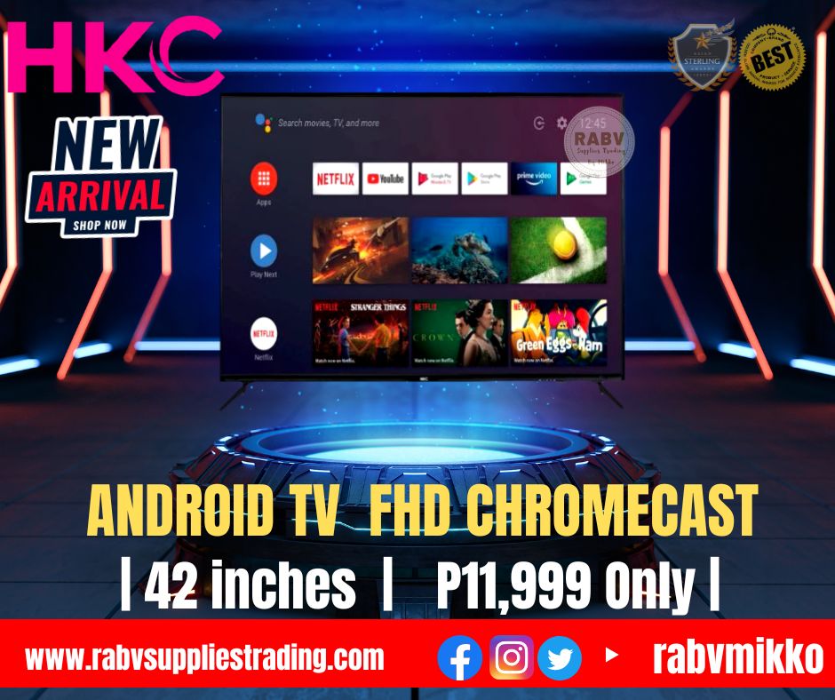 MikkoRabv's tweet photo. NOW AVAILABLE 🔥NOW AVAILABLE🔥

HKC S42KG1 42" Google Android TV FHD | Chromecast 

FOR ONLY 11,999

#television #42inchestv #freelancer #businessowner #family #parents
#influencer #blogger #home #house #business #cocomelon #kids #child #bonding #netflix #government #clinic https://t.co/9mlkU4O8gY