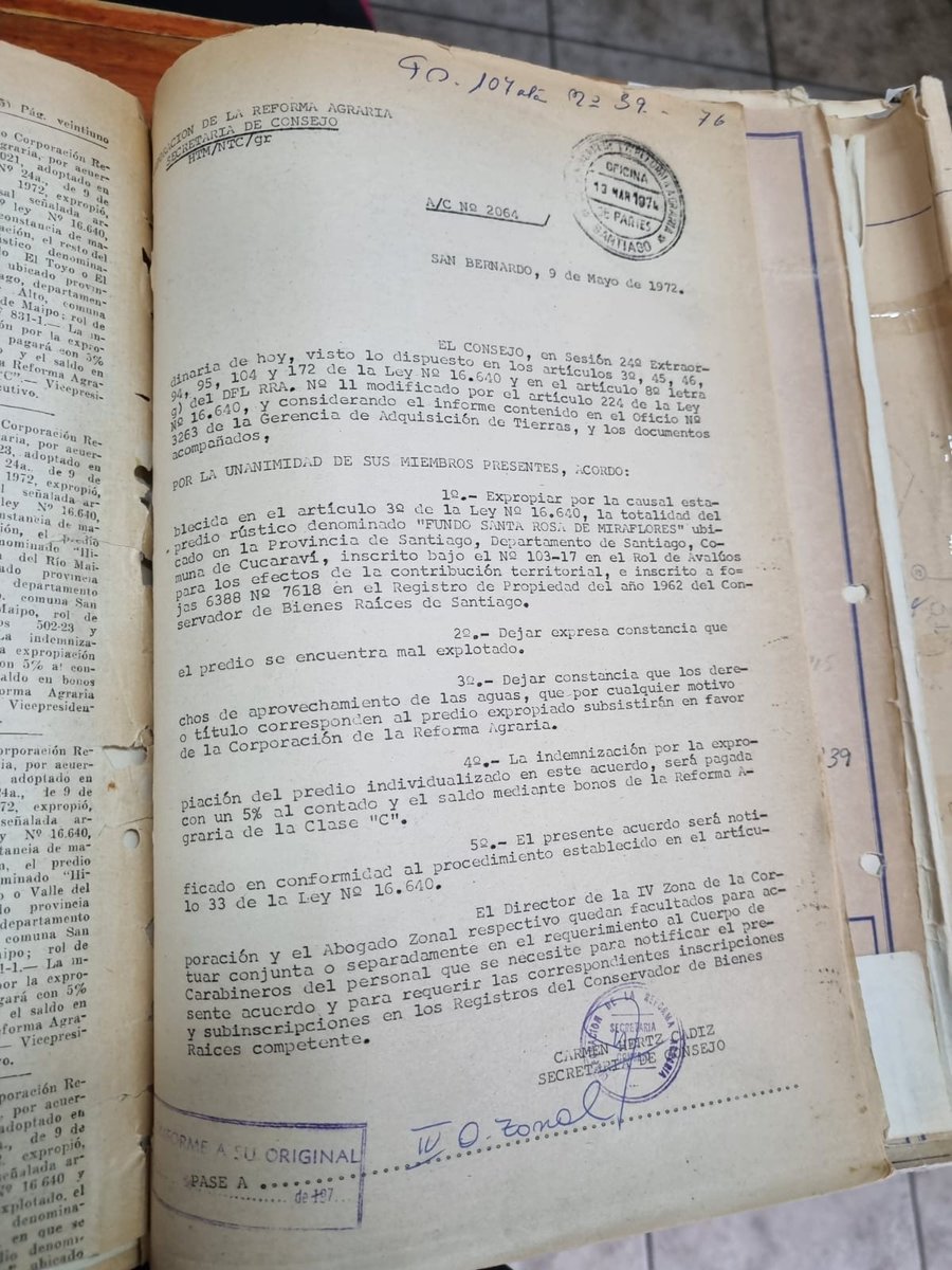 Expropiación firmada en 1972 por Carmen Hertz. Así le quitaban su propiedad a la gente