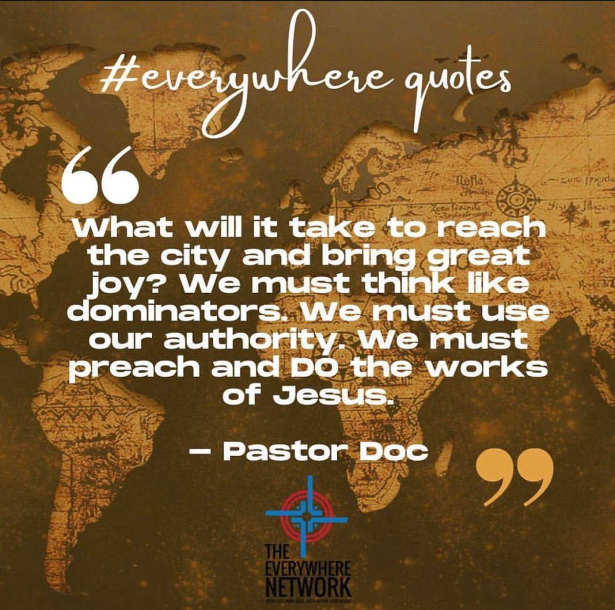 pastordoc's tweet photo. What will it take to reach the city and bring great joy? We must think like dominators. We must use our authority. We must preach and DO the works of Jesus.
- Pastor Doc #everywhere #Jesus #evangelism #authority #faith #dotheworks #dominate #preach https://t.co/6C0a32mbtT