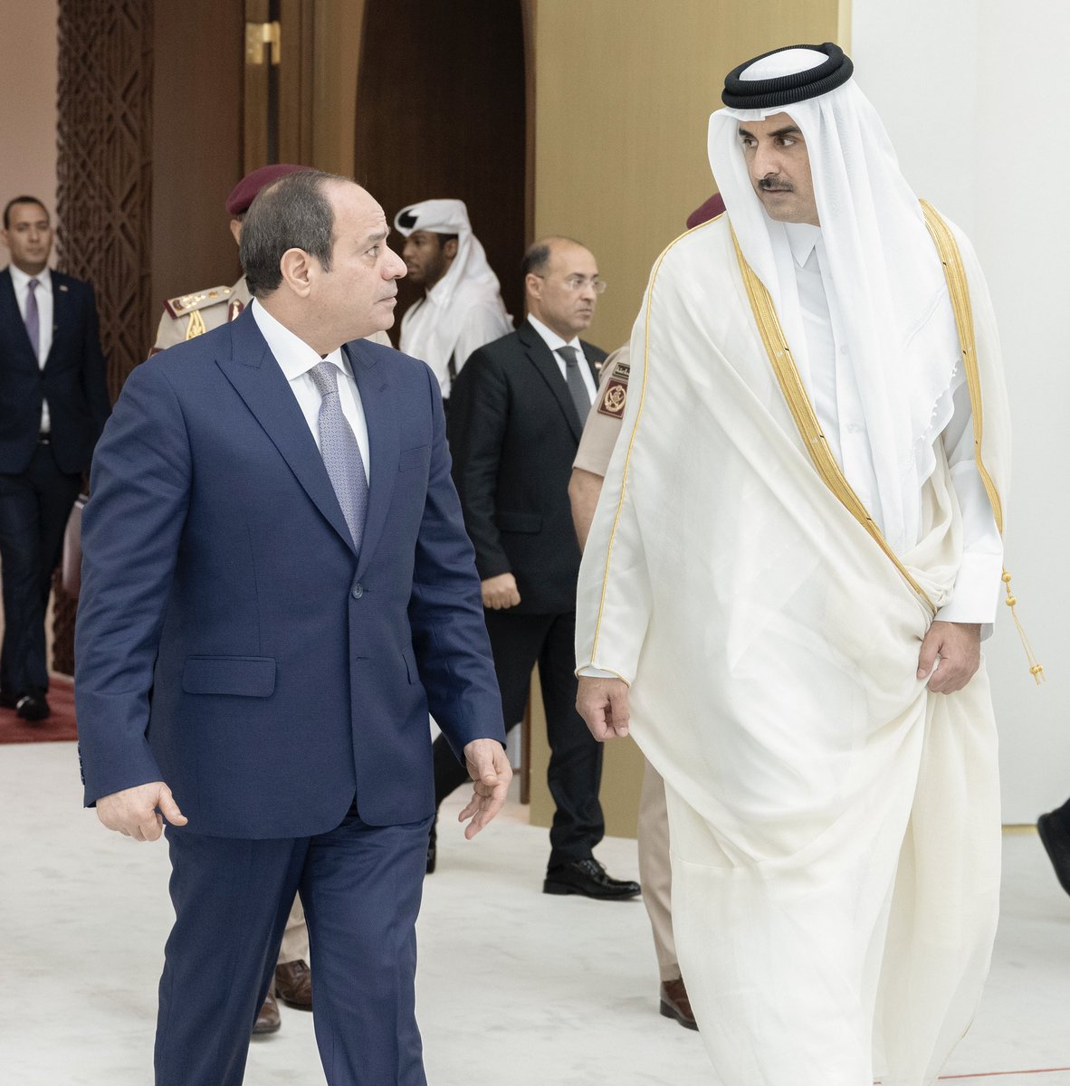 TamimBinHamad's tweet photo. سررت بزيارة أخي الرئيس عبد الفتاح السيسي @AlsisiOfficial للدوحة، والتي زادت العلاقات القطرية المصرية رسوخاً، وأتاحت لنا بحث سبل تحقيق تطلعات شعبينا الشقيقين في تعزيز تلك العلاقات، وخدمة قضايا أمتينا العربية والإسلامية، ودعم الأمن والسلم والاستقرار في منطقتنا. https://t.co/t7QcxRL1Cd