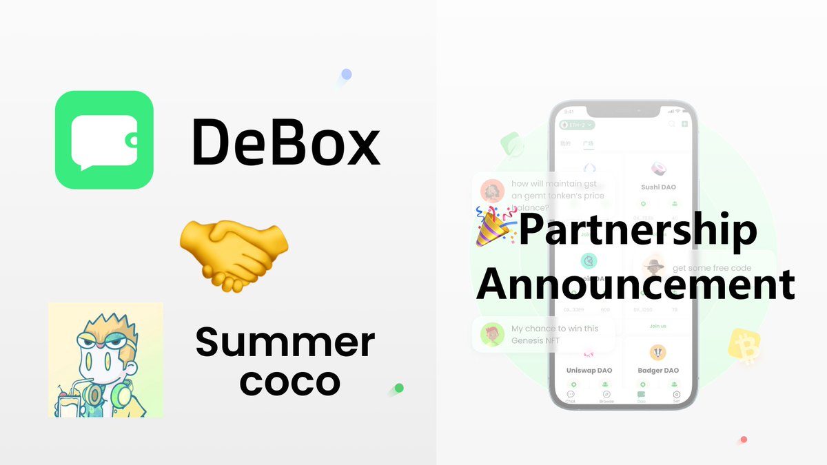🚀🚀 SUMMERCOCO x DEBOX🚀🚀 

We're giving away 8 WL spots for @summercoco_nft!

3 Winners will be given 150 $vdbx at the same time😱

To enter: 
1️⃣Follow  <a href="/DeBox_Social/">DeBox</a>
@summercoco_nft
2️⃣Join: discord.gg/summercoco  

3️⃣❤️, Retweet &amp; Tag 3 friends.

24 hours