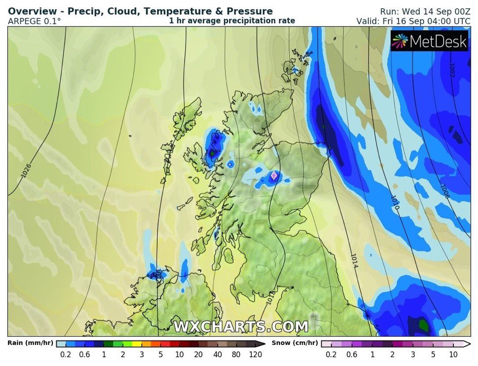 First dot of #snow on the model output appearing over Scotland by 16th September ! 😂 It’s a start) #uksnow #snowfall