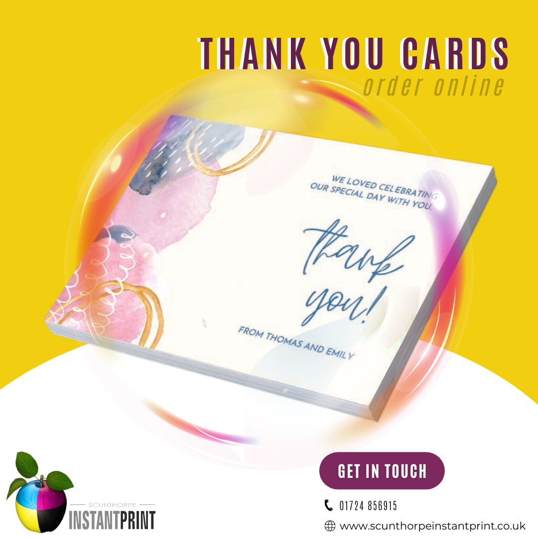 Are you wanting to send a personal thank you to family or friends? Order your Thank You cards today💌

Click here to take you straight to our page > scunthorpeinstantprint.co.uk/print/cards-an…

Get in touch with us today:
📱01724 856915