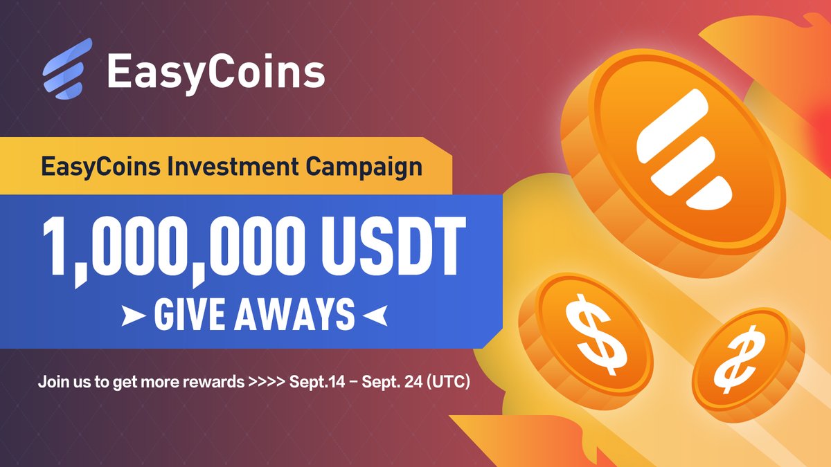 EasyCoinsCrypto's tweet photo. EasyCoins MillionDollar GiveAway !!!
🏆Join the Campaign for 1,000,000 USDT GiveAways!
💰Up to 2,000 USDT for the first 500 winners!
🎖Simple Steps to Earn now:
✅Comment &amp; Tag 3 friends
✅Join TG &amp; Share Screenshot : https://t.co/WqrCIbwxSU 
✅Claim the 2,000 USDT Cash Voucher https://t.co/obsG1Rc6Oi