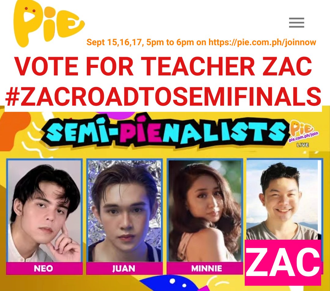 Ang hirap mag campaign pero tyaga lang. Claiming for my brother teacher ZAC na makapasok sa semi finals. In Jesus Name. 🙏😍 Guys please help us vote tom for  Zac on <a href="/iampieofficial/">PIE Channel</a> <a href="/SamLy_OhWow/">lysam_🦋🌷(busssyyy)</a> <a href="/ANJISWEET_OFC/">Team Anji Sweetheart</a> <a href="/reinsilverio_26/">reiner | samly 🦋</a> <a href="/GelayD_8ternity/">Gelay 💜</a> #piegalingan <a href="/DontblinkCreati/">Don't Blink Creations</a>