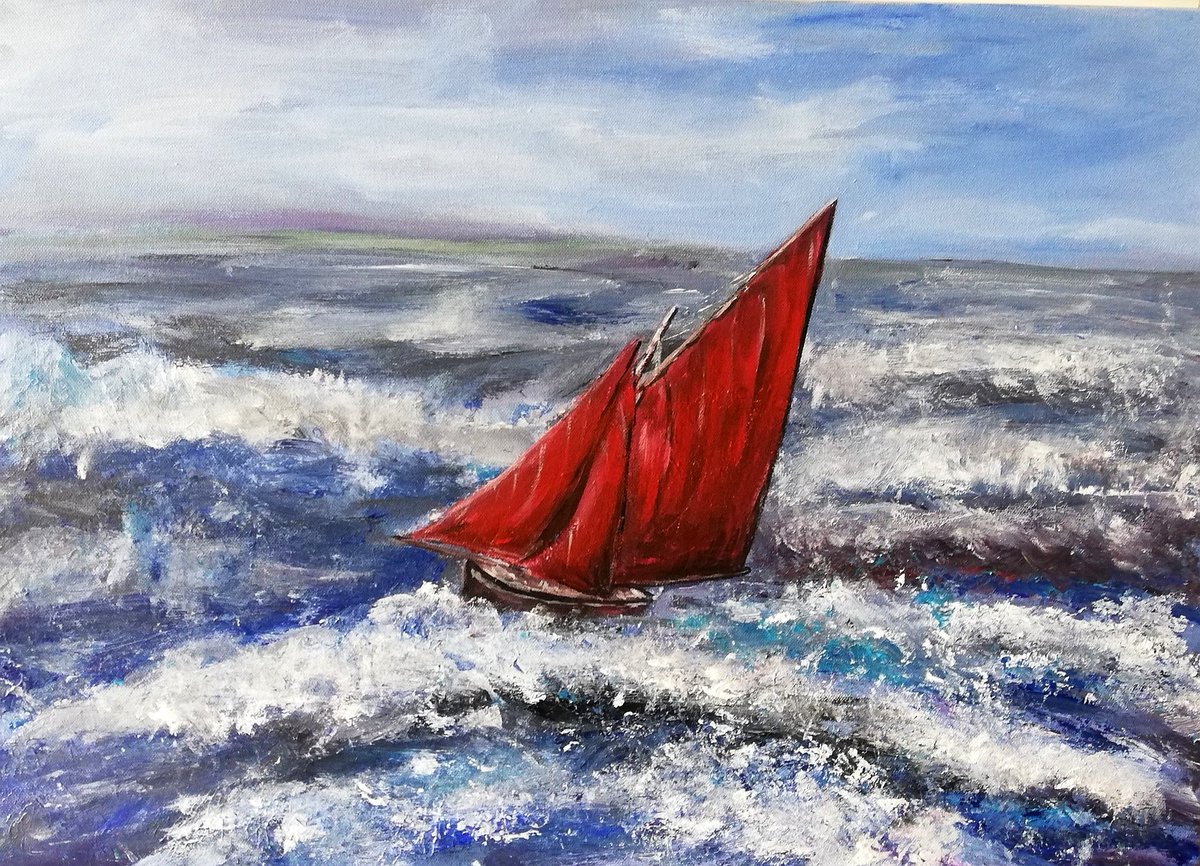 "Rough Seas", oil on canvas 50x70.cm #kinvarahooker #Galway #galwayhookerfestival