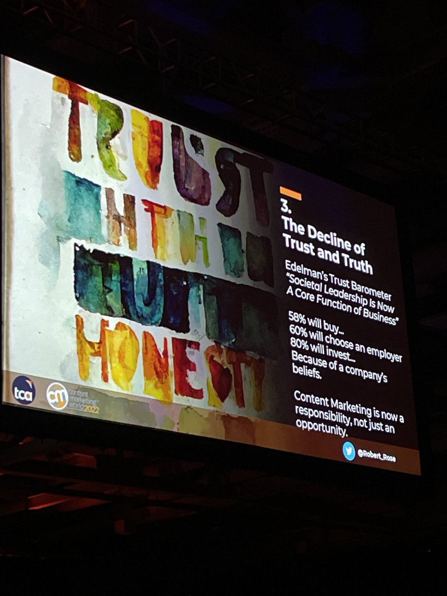 The decline of trust &amp; truth means it’s never been more important to build relationships &amp; *communicate* what you stand for with your audiences. #cmworld