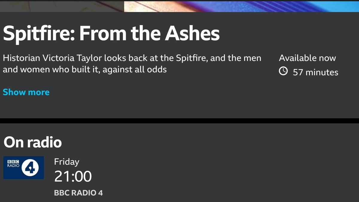 SpitfireFilly's tweet photo. Just been told that the @BBCRadio4 programme I narrated on the history of Supermarine &amp; the Spitfire will be playing again on Friday! If you didn't catch it first time round, it'll be broadcast at 9pm this Friday 16th September. Hope you enjoy it 🥰♥ https://t.co/fFLqEMT9B3