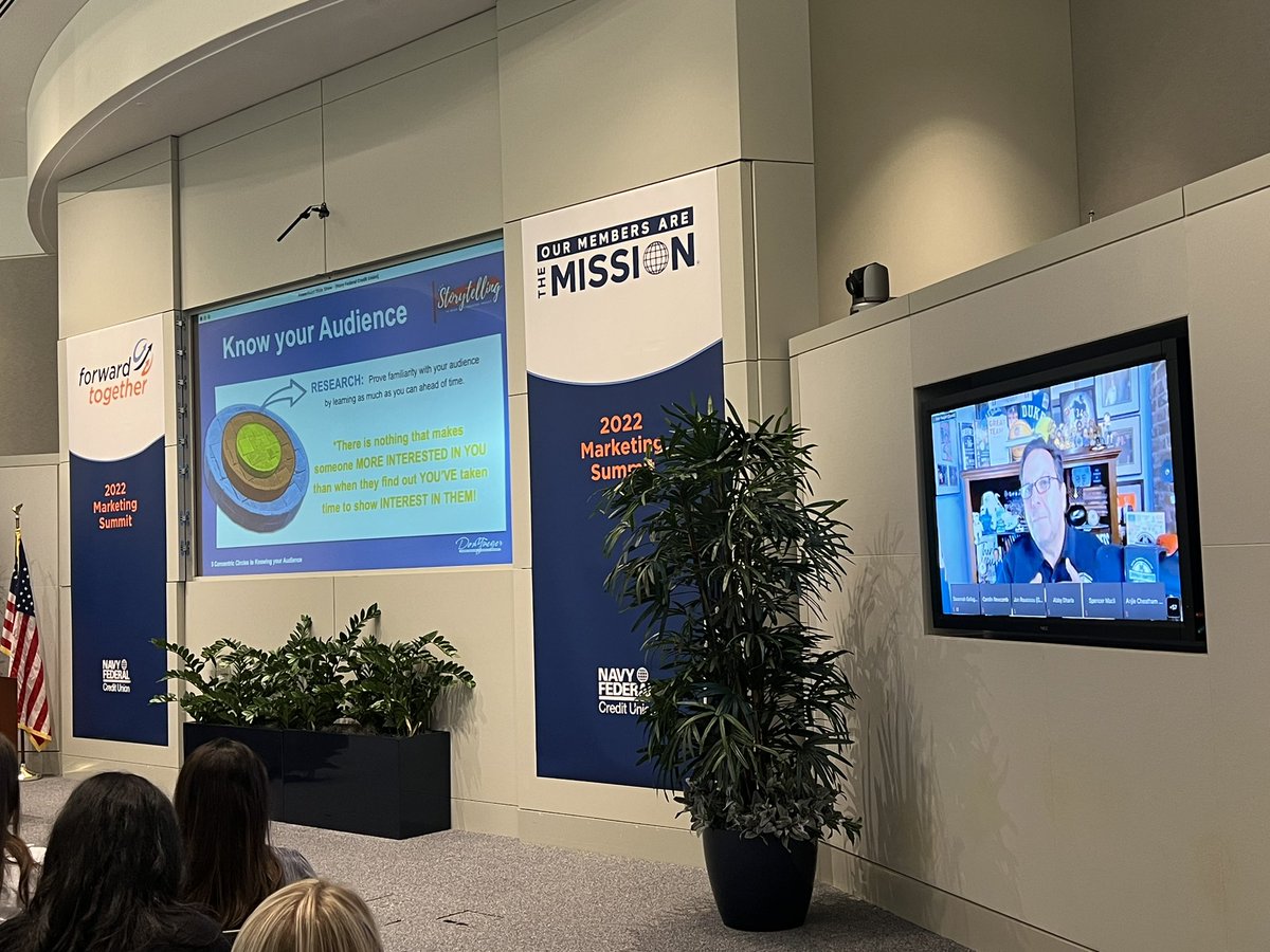 BrandiGomezCSR's tweet photo. Kicking off our @NavyFederal Marketing Summit with @DonYaeger👏🏽👏🏽💯 Good to see you again + hear your nuggets of wisdom on #storytelling. #ForwardTogether https://t.co/U3PQ1KDdRG