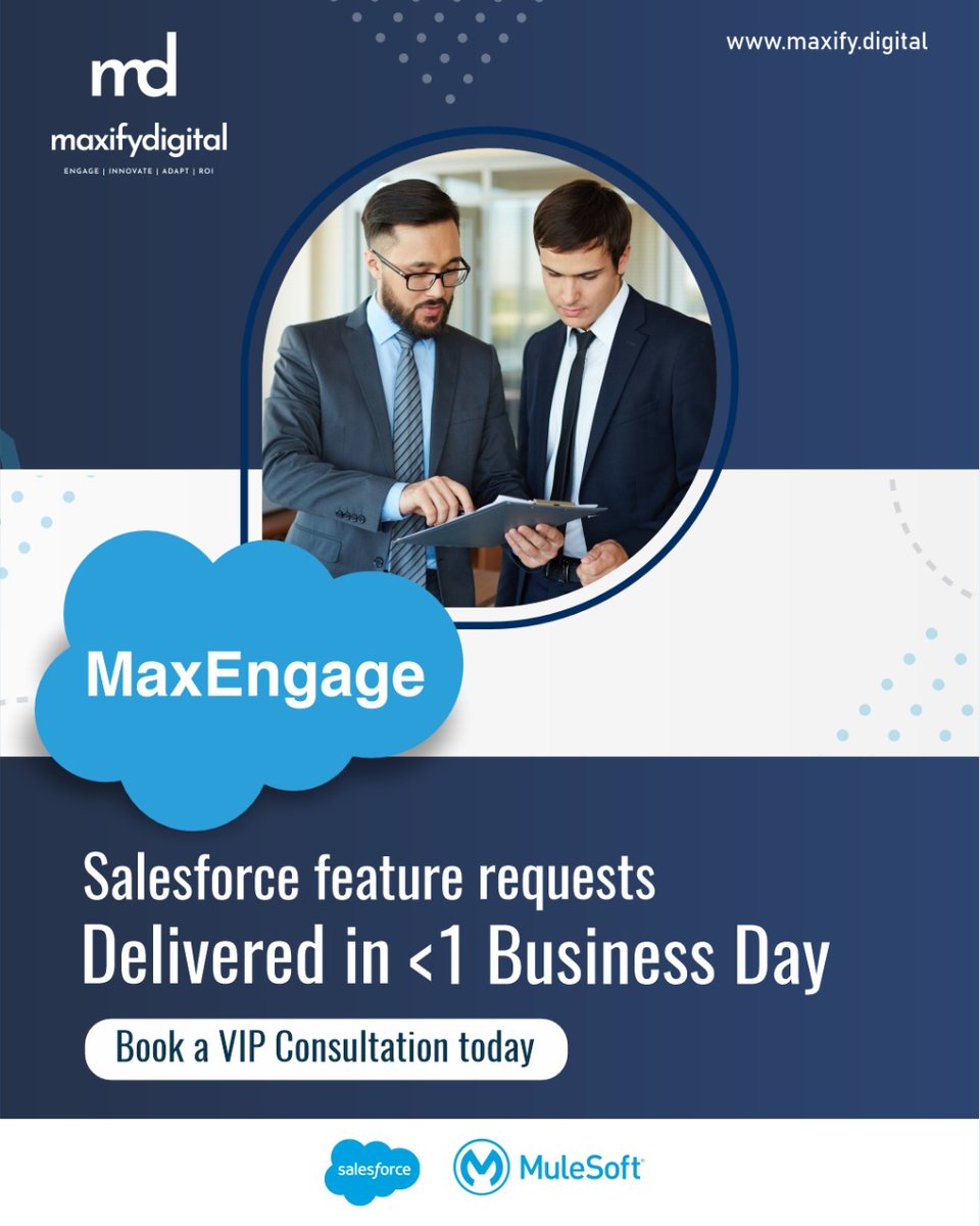 maxifydigital's tweet photo. Finding an experienced #Salesforce Expert is hard, time-consuming &amp; expensive. Introducing 'MaxEngage', our AI Platform will match you with a Designated Salesforce Expert in just a click away for your Unlimited bespoke requests. 

Schedule a free demo, https://t.co/bzdH4E5JbQ https://t.co/F2eNIciGZm