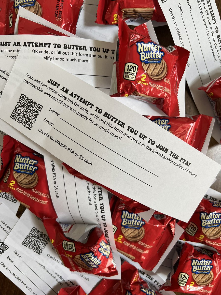 wolfgrad's tweet photo. “Just an attempt to BUTTER you up to join the PTA” - I am completely okay in my motives to bribe people to #JoinThePTA at @WestMillbrook!  😉 Whatcha think of this idea @DRMSdolphins! 🐾 🐬 #TeamPTA https://t.co/hYalxL3VGb