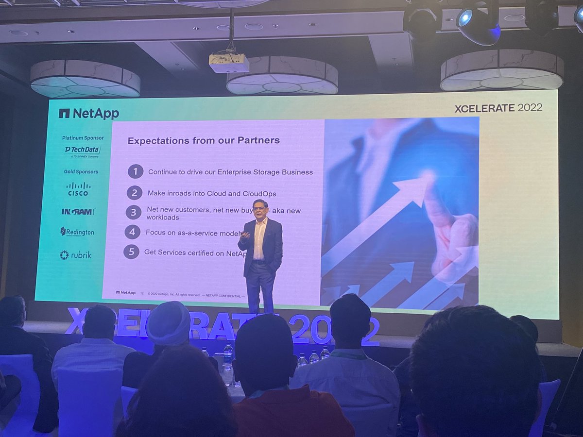 AmanMatharu's tweet photo. NetApp APAC Director Mr. Sanjay Rohatgi assuring we grow our cloud business with the help of our prestigious partners. He emphasis on leveraging the feet on street of partners to hunt and grow cloud business.
.
.
.
.
.
#netapp #netappcloud #netappxcelerate2022 #netappindia https://t.co/CZLHWE5U42