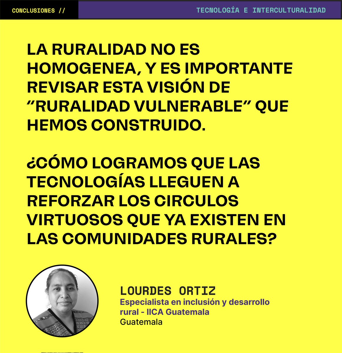 Quremos compartir algunas preguntas y afirmaciones que nos parecieron potentes del conversatorio sobre tecnología e interculturalidad. 🔥 <a href="/IICAGuatemala/">IICA Guatemala</a>