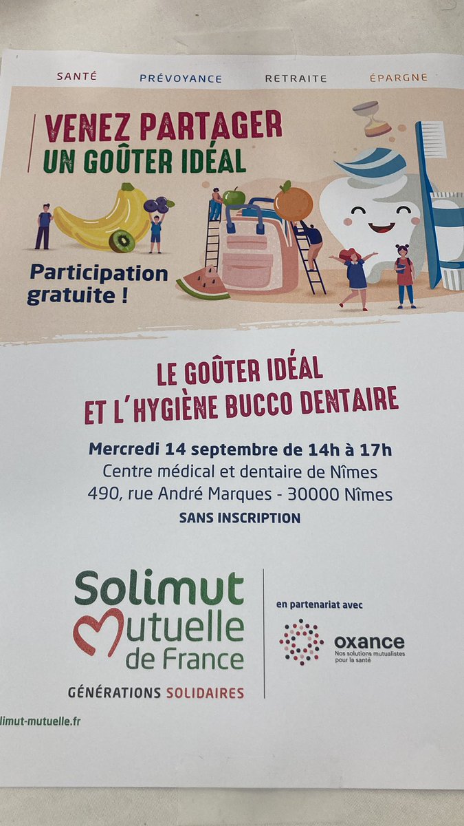MMejard30's tweet photo. A la maison médicale @oxancesante avec @SolimutMutuelle une diététicienne @Magfournier30 accueille les enfants et les parents pour composer un goûter idéal 🥖🍫🚰 https://t.co/93nbqOIQv2