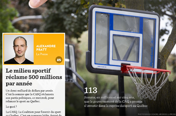 Julie Gosselin, présidente du conseil d'administration de <a href="/SportsQuebec/">SPORTSQUÉBEC</a>, a eu le plaisir de s’entretenir avec <a href="/alexandrepratt/">Alexandre Pratt</a> de <a href="/LP_LaPresse/">La Presse</a> au sujet du sous-financement du milieu sportif. À lire! #polqc #qc2022 
 
👉 Pour lire l'article : bit.ly/3BFTxmW