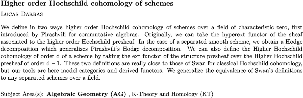 arxiv.org/abs/2209.05847…
L Darbas
Higher order Hochschild cohomology of schemes