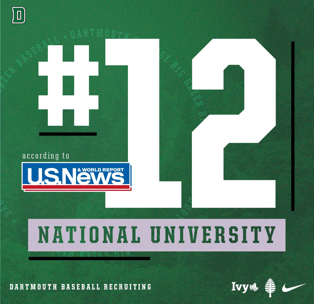 .@Dartmouth College has been ranked number 1️⃣2️⃣ in the Nation by <a href="/usnews/">U.S. News & World Report</a>! #WelcomeToTheWoods