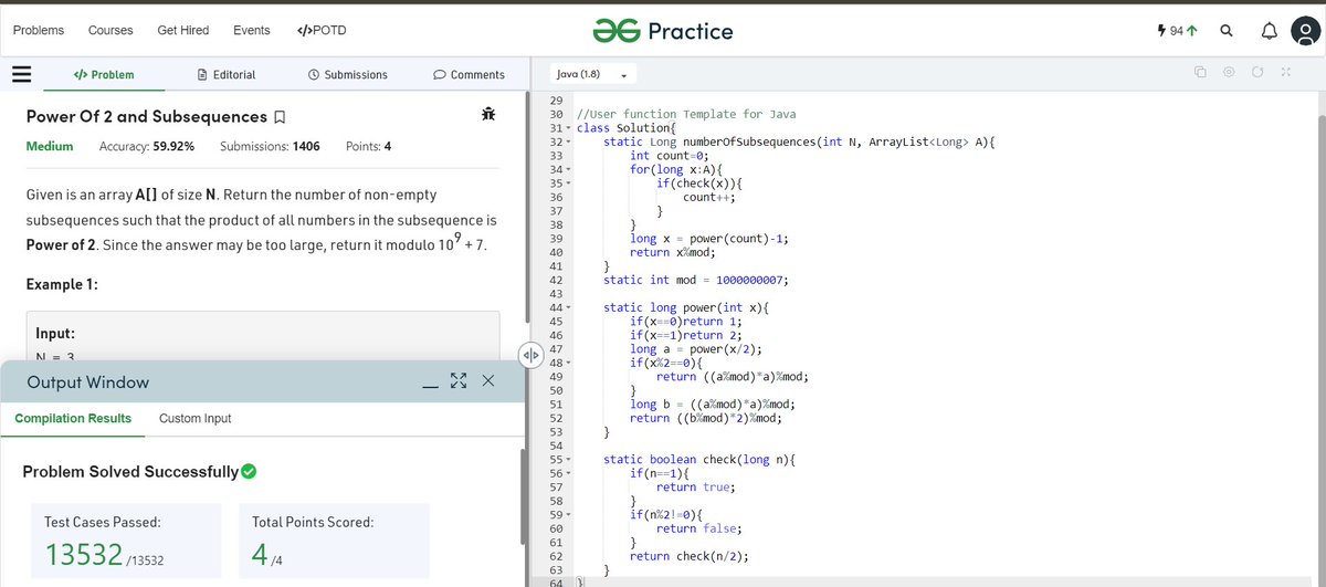 Sidheswar2001's tweet photo. Hey Folks!
Day 28/30 of #30Daysofcode 
I solved the POTD:Power of 2 and Subsequences.
@scaler_official

#codewithscaler #scalerlearning 
#scalerdiscord #scaler 
My partner for this Challenge is 
@Kaushik080101 . https://t.co/fCtDzvliwX