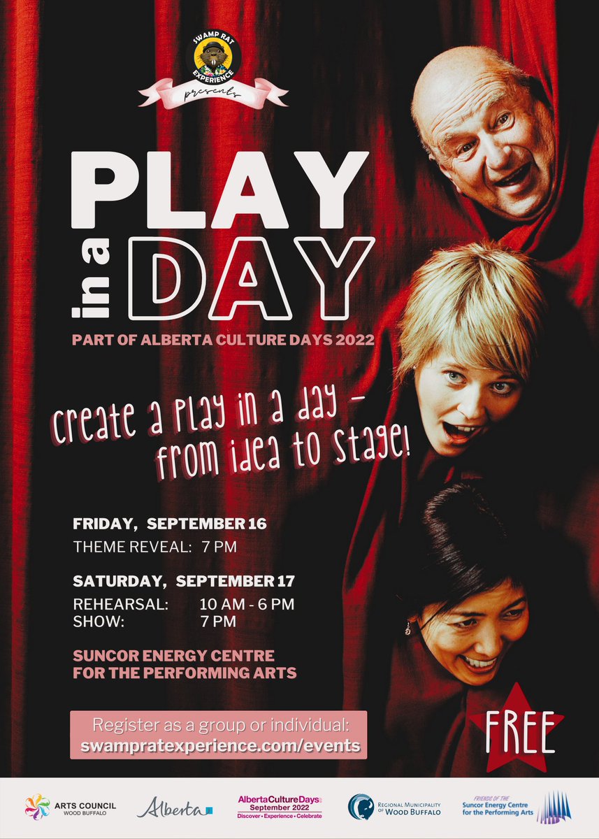 Something fun for those creative kids out there! swampratexperience.com/events/play-in… <a href="/FMPSD/">Fort McMurray Public School Division</a> <a href="/FMCSD/">FMCSD</a> <a href="/HolyTrinityYMM/">Holy Trinity CHS</a> <a href="/trapperpride/">Father Mercredi High School</a> <a href="/CompMinerTweets/">Composite High</a> <a href="/msbrockway/">Ashley Brockway</a> <a href="/carnegiemegz/">Megan Carnegie</a> #ymm