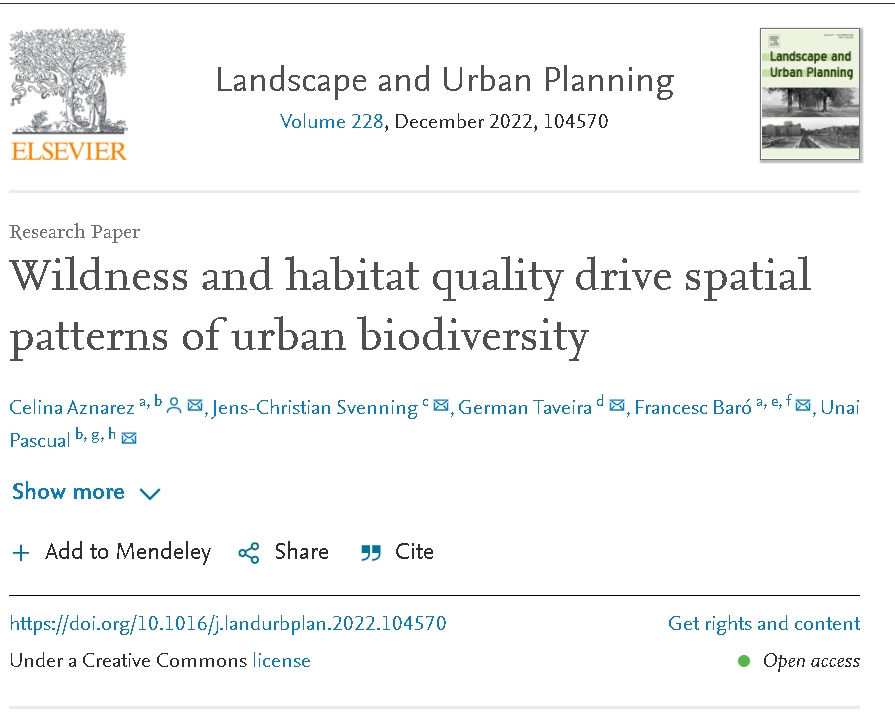 Celina Aznarez (@celiaznarez) on Twitter photo So excited to be sharing my first PhD chapter full OA now! How can we adapt #wildness and #habitat quality indicators to assess urban biodiversity? 🦋🦔🦆<a href="/JCSvenning/">Jens Svenning</a> <a href="/francesc_baro/">Francesc Baró</a> @unaipasku @gmntra
authors.elsevier.com/sd/article/S01… 👇 1/5 So excited to be sharing my first PhD chapter full OA now! How can we adapt #wildness and #habitat quality indicators to assess urban biodiversity? 🦋🦔🦆<a href="/JCSvenning/">Jens Svenning</a> <a href="/francesc_baro/">Francesc Baró</a> @unaipasku @gmntra
authors.elsevier.com/sd/article/S01… 👇 1/5