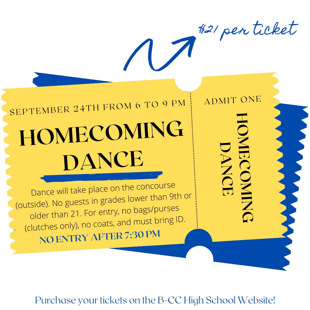 OfficialBCCHS's tweet image. Time is almost up to get your Homecoming Tickets for this year. @BCCSGA @bccsga23 @bccsga24 @bccsga2025