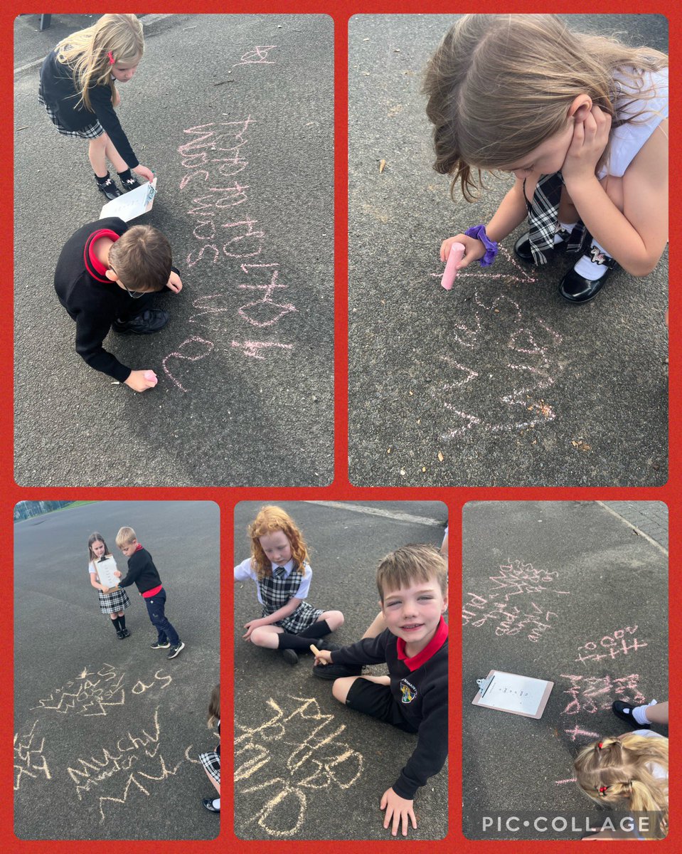 Today we made the most of the sunny weather and practised our spelling of common words outside. ⛅️✏️⛅️