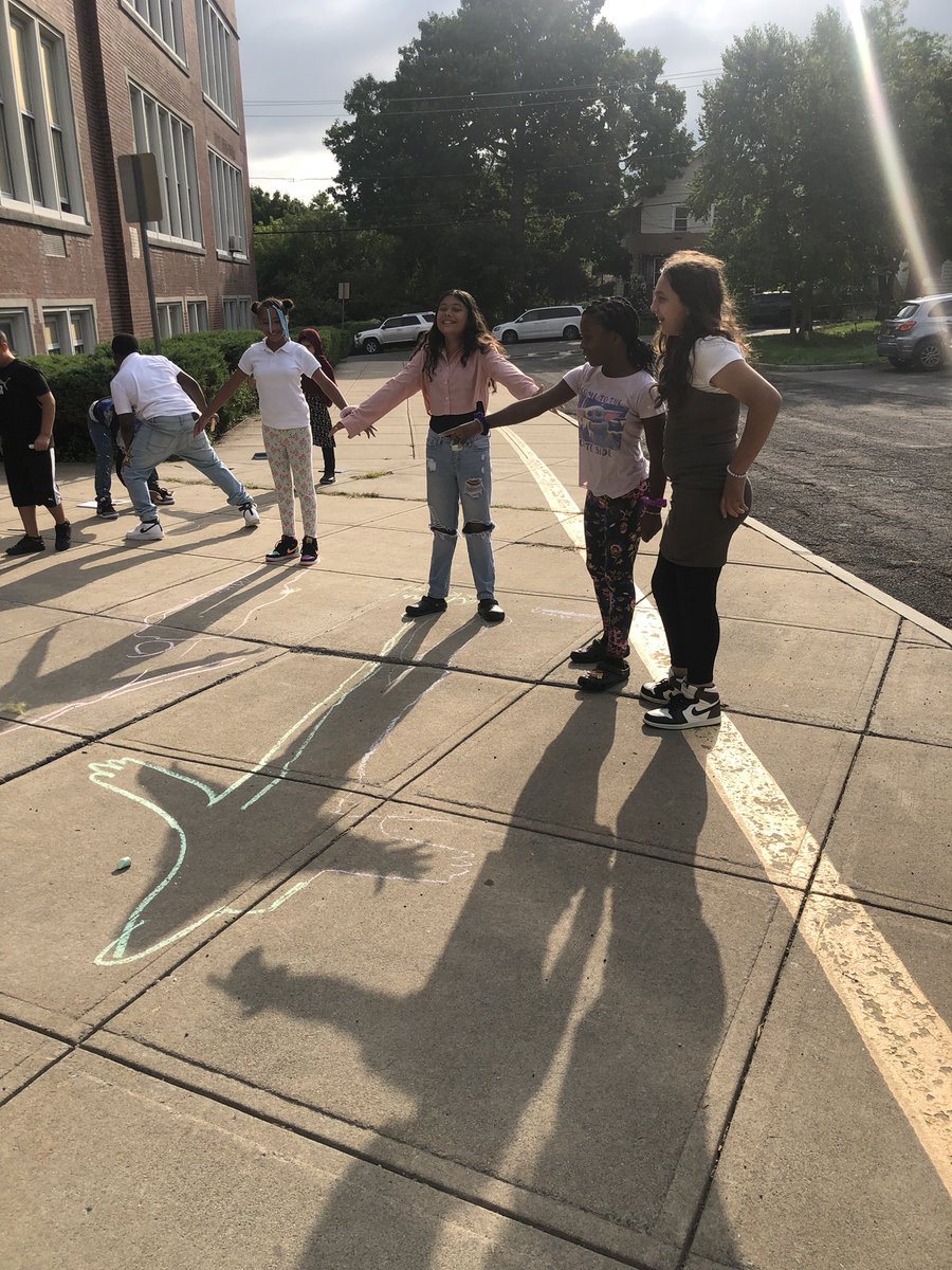 5th grade drawing their shadows early in the morning for their Earth and sun unit! <a href="/PorterElemSCSD/">Porter Elementary</a> <a href="/SyracuseSchools/">Syracuse City School</a>